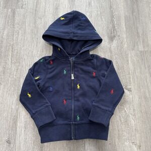 Polo Ralph Lauren Toddler Unisex Embroidered All over  Pony Zip Hoodie Size 2T